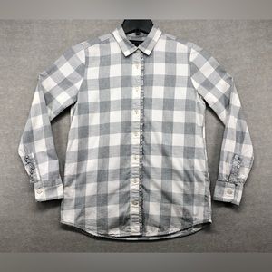 Banana Republic Buffalo Flannel Shirt Women Size S White Gray